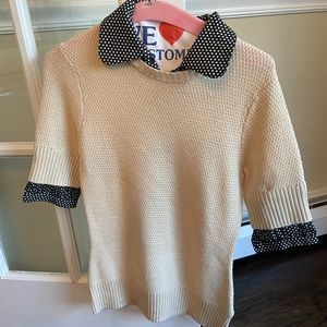 Short sleeve sweater with a polka dot dickie